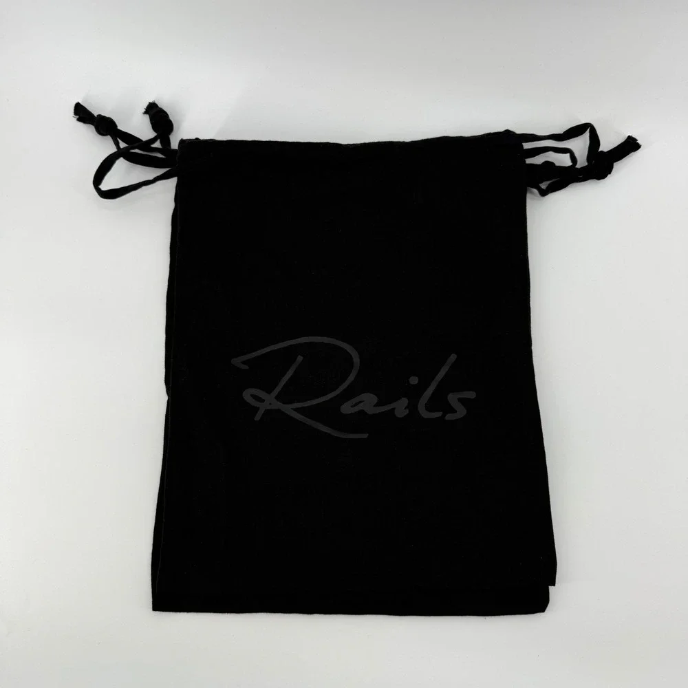 Rails Black Cotton Drawstring Dust Bag Set of 3 Logo Storage Pouches 11.5x14.5in